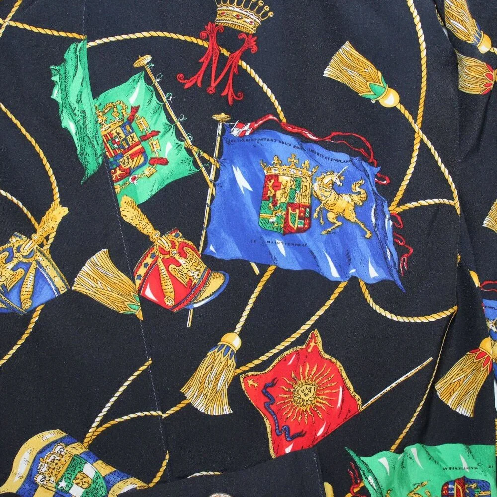 Schneberger Blouse Plus Sz Womens US 24 Royal Crest Pattern Button Front - Picture 7 of 16